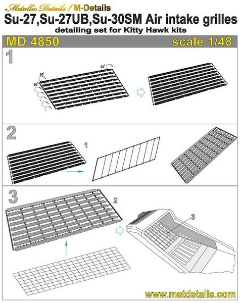 Sukhoi Su27, Su27UB, Su30SM Air Intake Grilles detail set (Kitty Hawk) MD4850