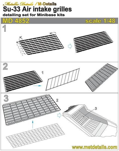 Sukhoi Su33 Air Intake Grilles detail set (Kinetic)  MD4851