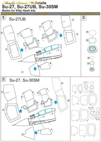 Sukhoi Su27, Su27UB, Su30SM Flanker Masking set (Kitty Hawk) MDM4815