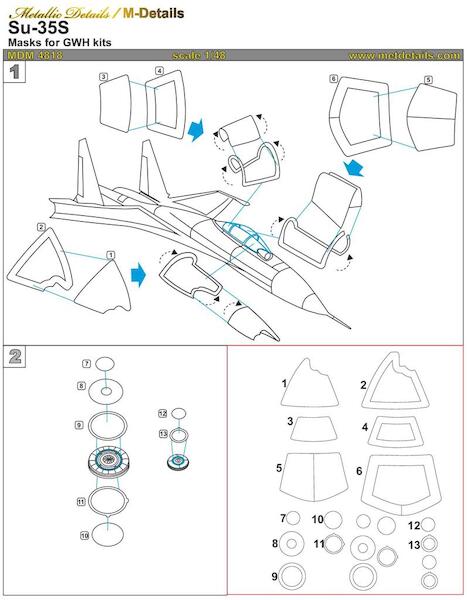 Sukhoi Su35S Flanker Masking set (Great Wall Hobby) MDM4818