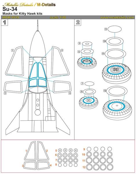 Sukhoi Su34 Flanker Masking set (Kitty Hawk) MDM4819