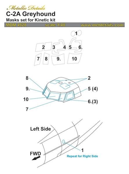 Grumman C2A Greyhound Masking set (Kinetic)  MDM4828