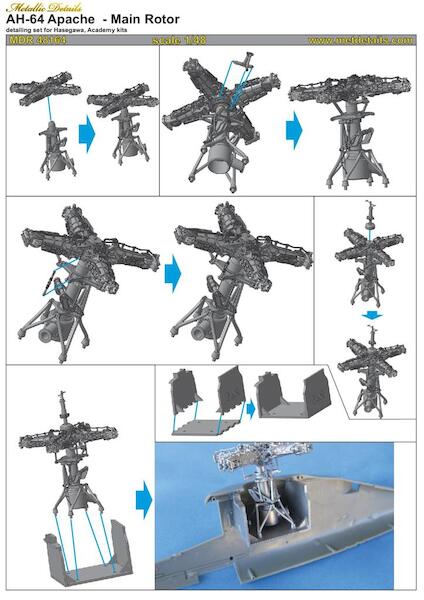 AH64 Apache Longbow main rotor detailing set (Hasegawa, Academy) MDR48166