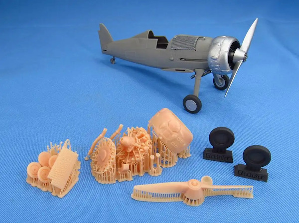Gloster Gladiator Exteriorset  with Cowling, Bristol Mercury engine, wheels and prop  MDR48241