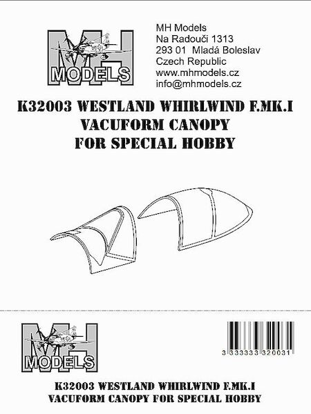 Westland Whirlwind F. Mk1 Canopy (Special hobby)  K32003
