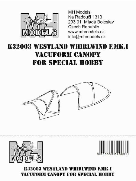 Westland Whirlwind F. Mk1 Canopy (Special hobby) K32003
