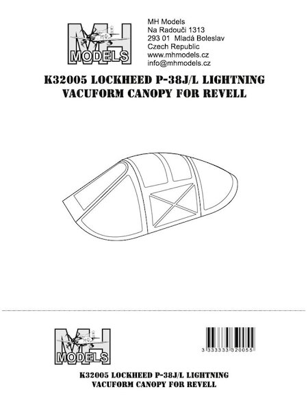 Lockheed P38J/L Lightning Vacuform Canopy (Revell)  K32005