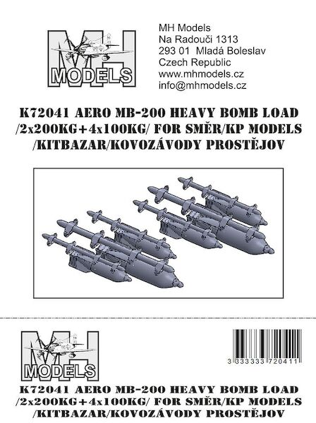 Aero MB200 Heavy Bombload set (Smer/KP/Kovosavody Prosetjov) K72041