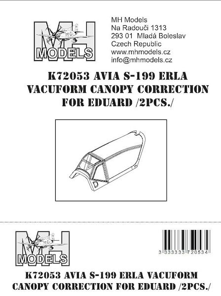 Avia S199 Erla Vacuform canopy correction (2 pieces for Eduard) K72053
