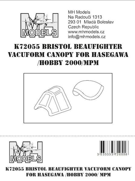 Bristol Beaufighter Vacuform canopy and observation bubble (Hasegawa, Hobby 2000)  K72055