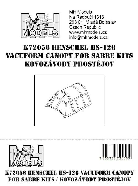 Henschel Hs126 Vacuform canopy (Sabre, KP) K72056