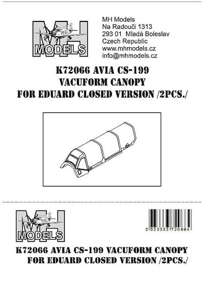 Avia CS199 Vacuform canopy closed (2 pieces for Eduard)  K72066