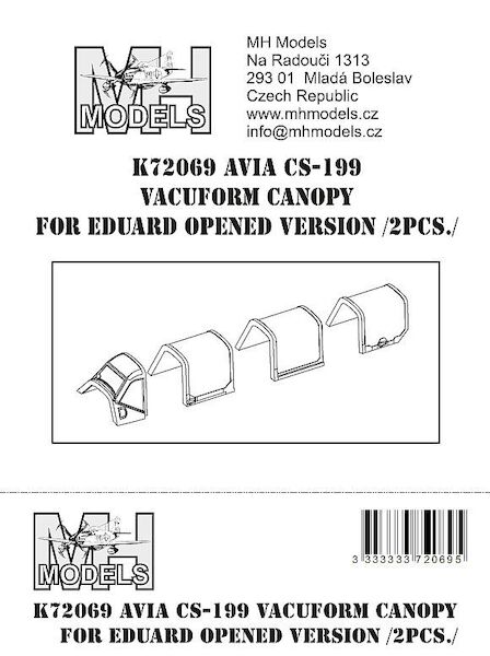 Avia CS199 Vacuform canopy open (2 pieces for Eduard)  K72069