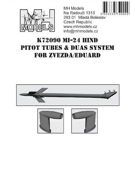 Mil Mi24 Hind Pitot Tube and DUAS System (Zvezda/Eduard) K72090