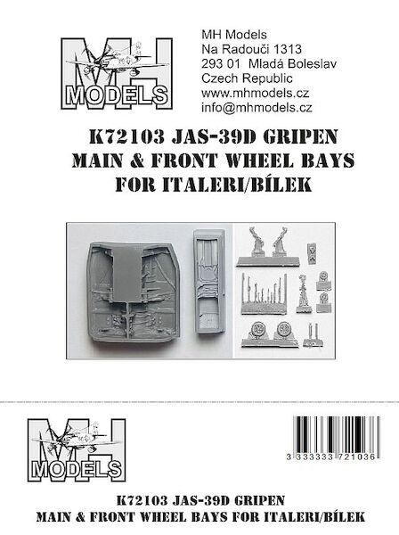 SAAB JAS39D Gripen Main and front wheel bays and landing gear (Italeri) K72103