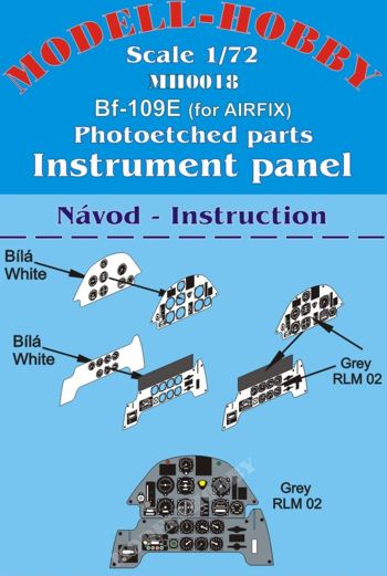 Messerschmitt BF109E instrument panel (Airfix) K72918
