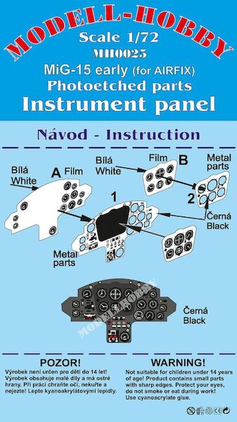 Mikoyan MiG15 Late instrument panel (Airfix)  k72926