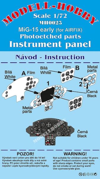 Mikoyan MiG15 Late instrument panel (Airfix) k72926