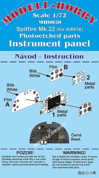 Spitfire MK22 instrument panel (Airfix) K72930