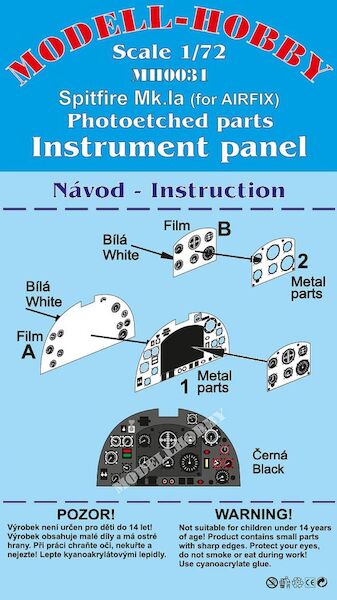 Spitfire MKIa instrument panel (Airfix) K72931