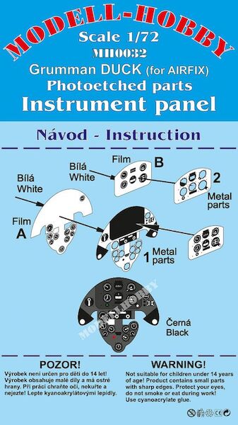 Grumman J2F Duck instrument panel (Airfix) K72932