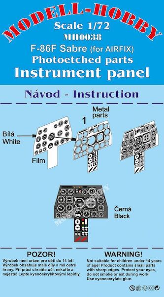 F86F Sabre instrument panel (Airfix) K72938