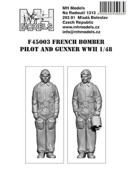 French Bomber Pilot and gunner WWII, 2 figures MH F45003