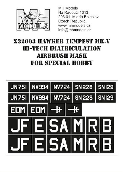 Hawker Tempest MKV Imatriculation Airbrush Mask (Special hobby Hi-Tech) X32003