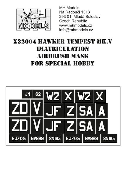 Hawker Tempest MKV Imatriculation Airbrush Mask (Special hobby) X32004