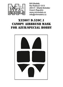 Dewoitine D520C-1 Canopy Mask (Azur/Special Hobby)  X32007