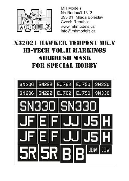 Hawker Tempest MKV Imatriculation Airbrush Mask Vol.2 (Special hobby Hi-Tech) X32021