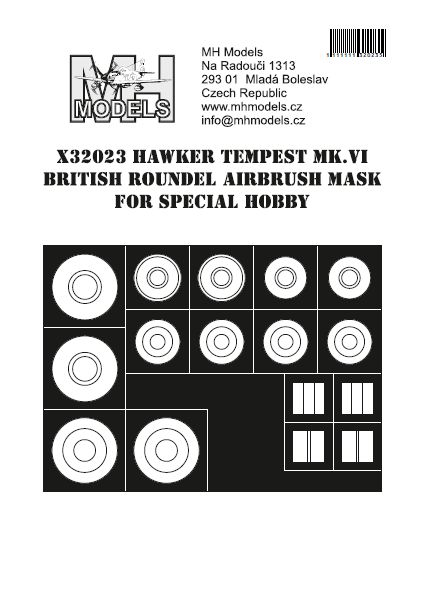 Hawker Tempest MKVI British roundel Airbrush Mask (Special hobby Hi-Tech.)  X32023