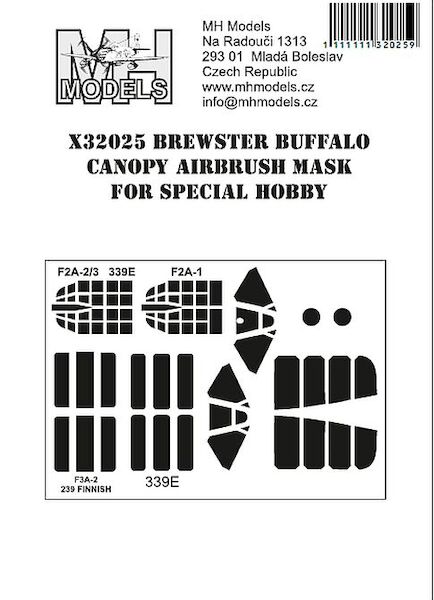 Brewster Buffalo canopy Airbrush Masks for Special Hobby X32025