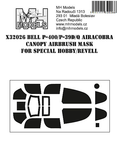 Bell P400/P39D/Q Airacobra canopy Airbrush Masks for Special Hobby X32026