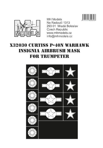Curtiss P40N Warhawk Insignia Airbrush Masks (Trumpeter) X32030