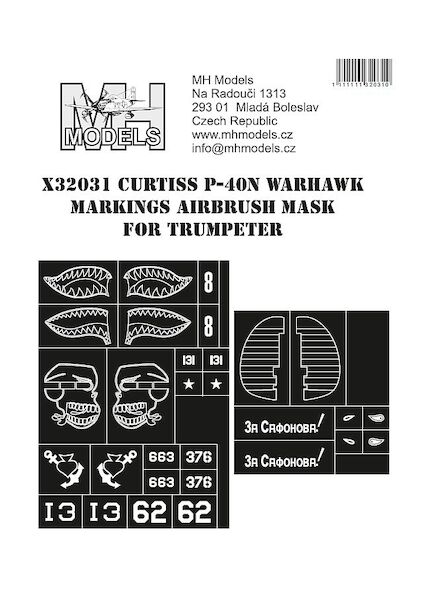 Curtiss P40N Warhawk Markings Airbrush Masks (Trumpeter)  X32031