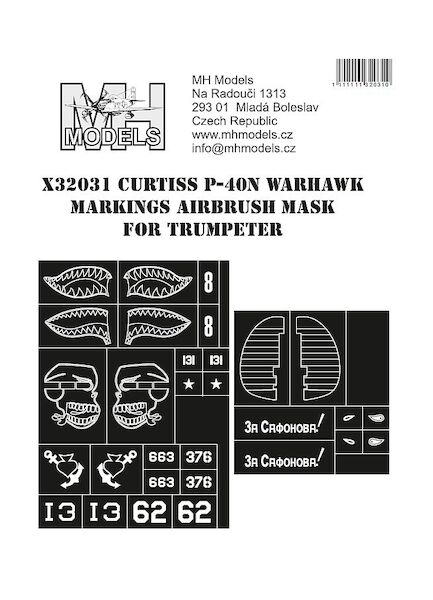 Curtiss P40N Warhawk Markings Airbrush Masks (Trumpeter) X32031