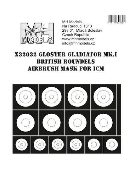 Gloster Gladiator MK1 British Roundels Airbrush Masks (ICM) X32032
