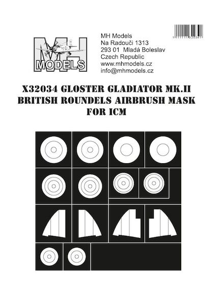 Gloster Gladiator MK1 British Markings Airbrush Masks (ICM) X32033