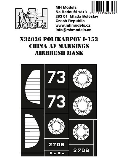 Polikarpov I-153 China AF Markings Airbrush Masks (ICM) X32036