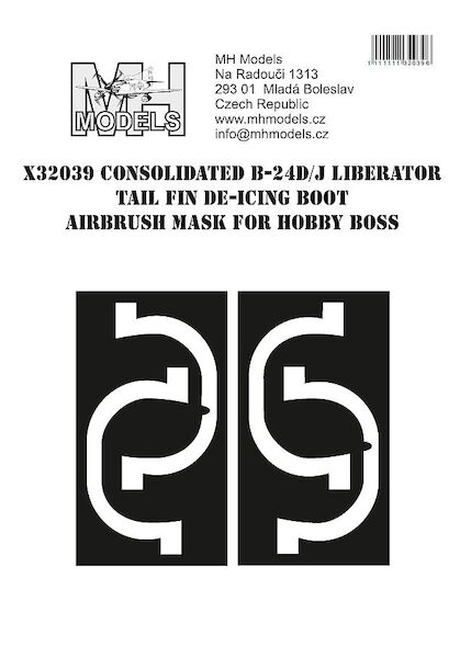 B24D/J Liberator Tail fin De-icing Boot Markings Airbrush Masks (Hobby Boss) X32039