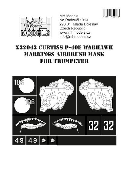 Curtiss P40E Warhawk Insignia Airbrush Masks (Trumpeter) X32043