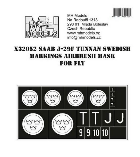 SAAB J29F Tunnan Swedish Markings Airbrush Masks (Fly Models)  X32052