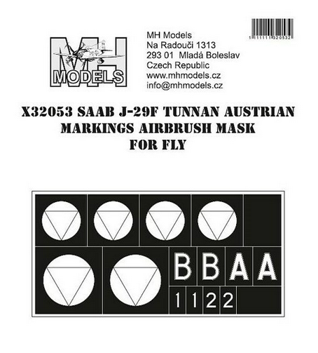 SAAB J29F Tunnan Austrian Markings Airbrush Masks (Fly Models)  X32053