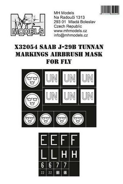 SAAB J29B Tunnan Swedish and UN Markings Airbrush Masks (Fly Models) X32054