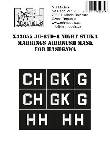 Junkers Ju87D-8 Night Stuka German Markings  Airbrush Masks (Hasegawa)  X32055