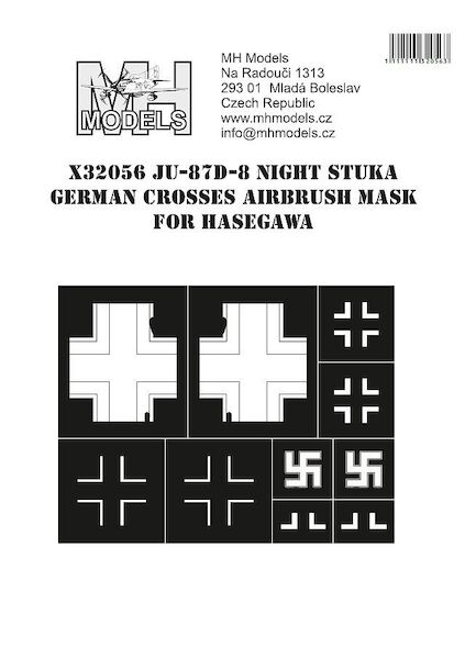 Junkers Ju87D-8 Night Stuka German crosses  Airbrush Masks (Hasegawa)  X32056