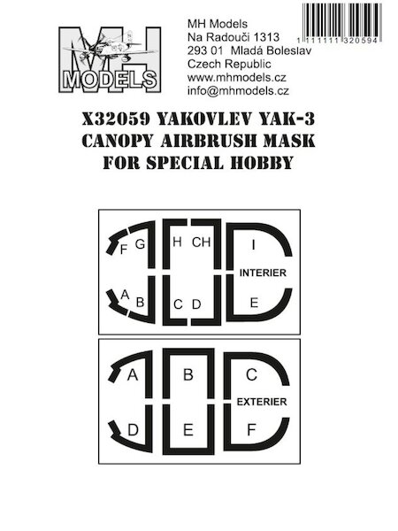 Yakovlev Yak3 Canopy Airbrush Masks (Special Hobby) X32059