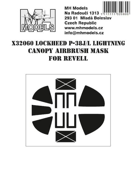 Lockheed P38J/L Lightning Canopy Airbrush Masks (Revell) X32060