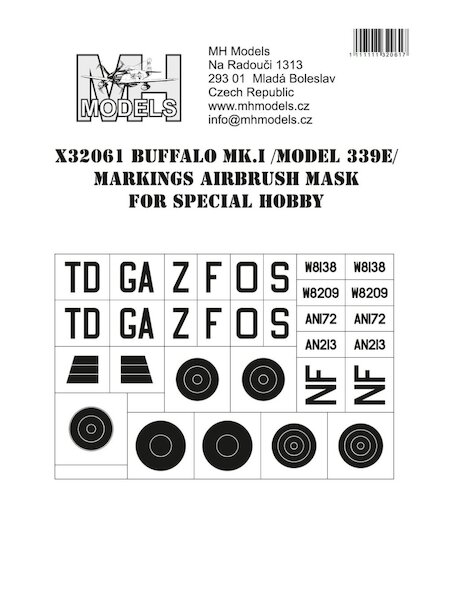 Buffalo MK1 / Model 339E Markings Airbrush Masks (Special Hobby) X32061
